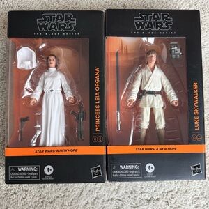 Star Wars Black Series Leia Organa 08 and Luke Skywalker 09 Figures